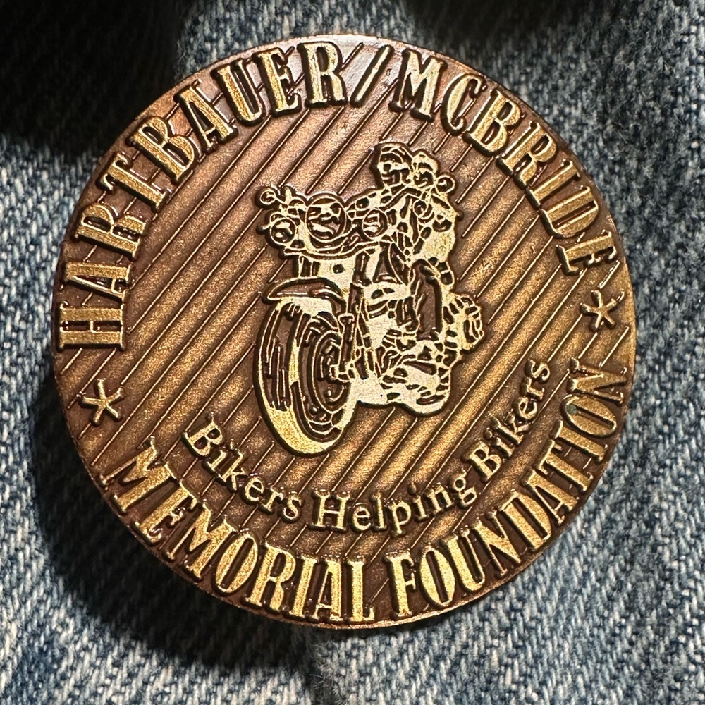 Commemorative biker pin, Hartbauer/Mcbride Memorial Foundation